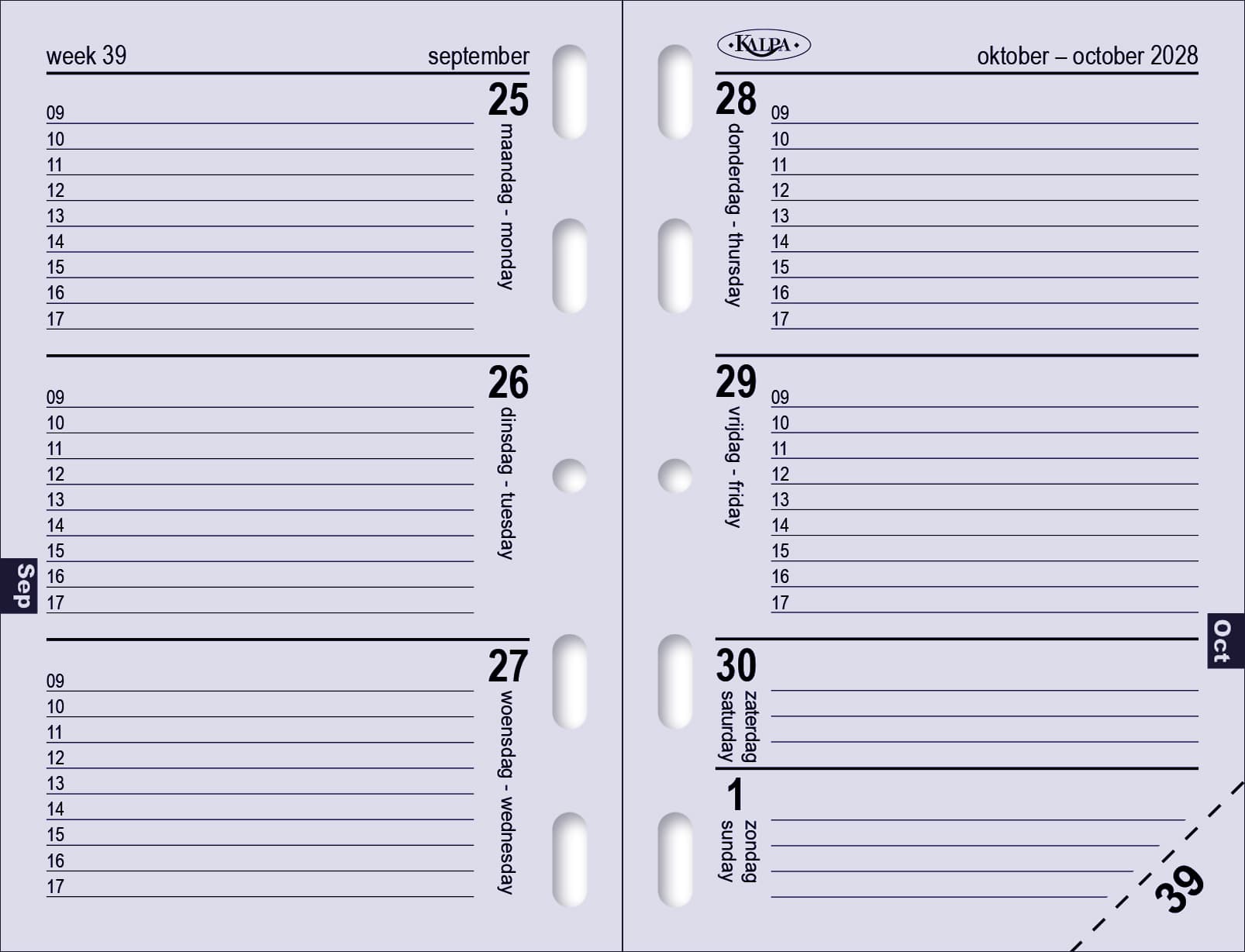 Agendavulling 2027 Kalpa Mini 7dagen/2pagina's 7