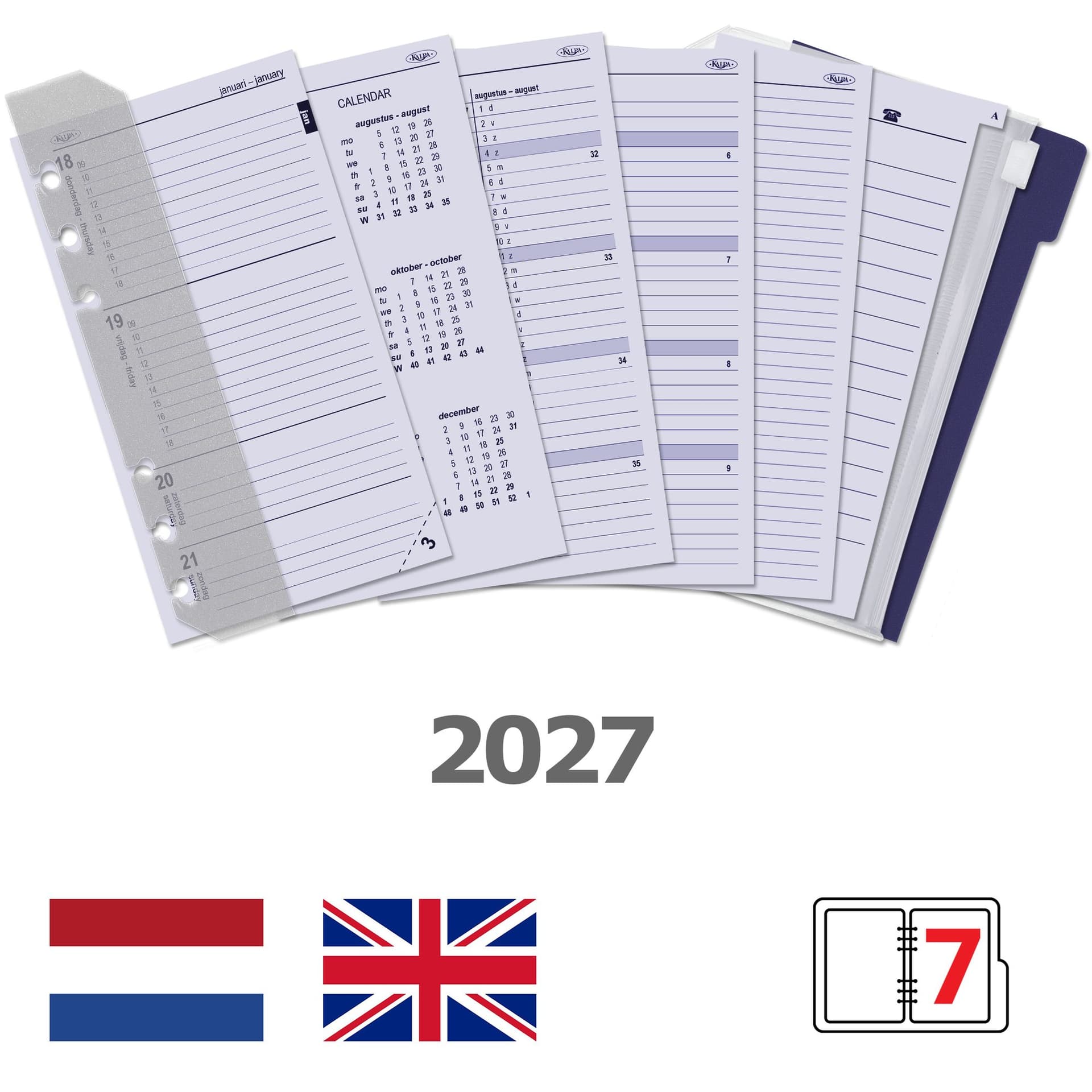 Agendavulling 2027 Kalpa Personal jaardoos 7dagen/2pagina's