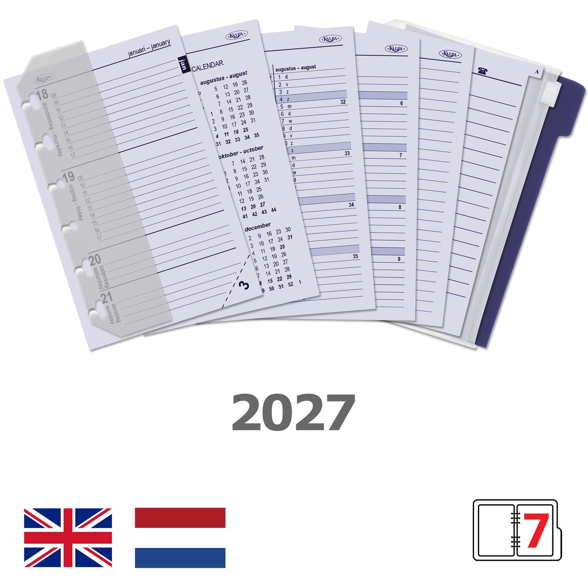 Agendavulling 2027 Kalpa Pocket jaardoos 7dagen/2pagina'