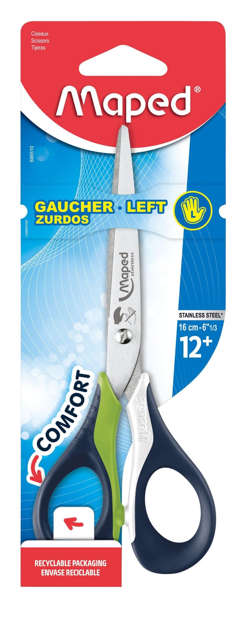 Schaar Maped Sensoft 16cm links assorti 2