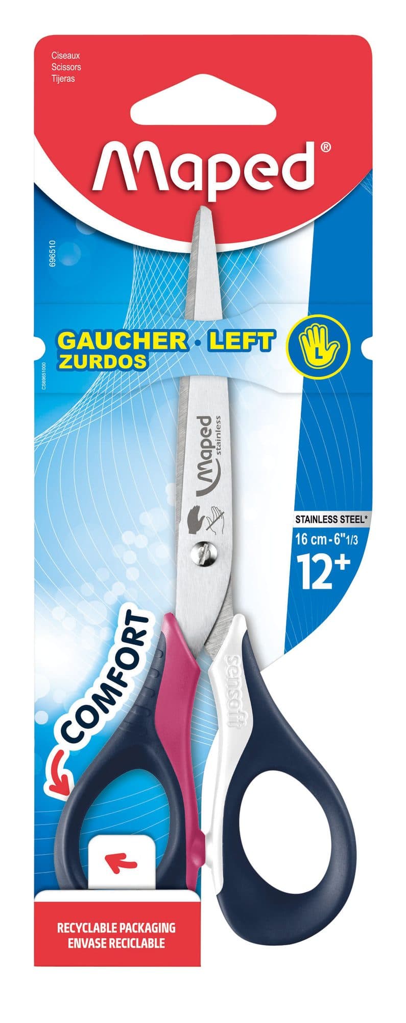 Schaar Maped Sensoft 16cm links assorti 3