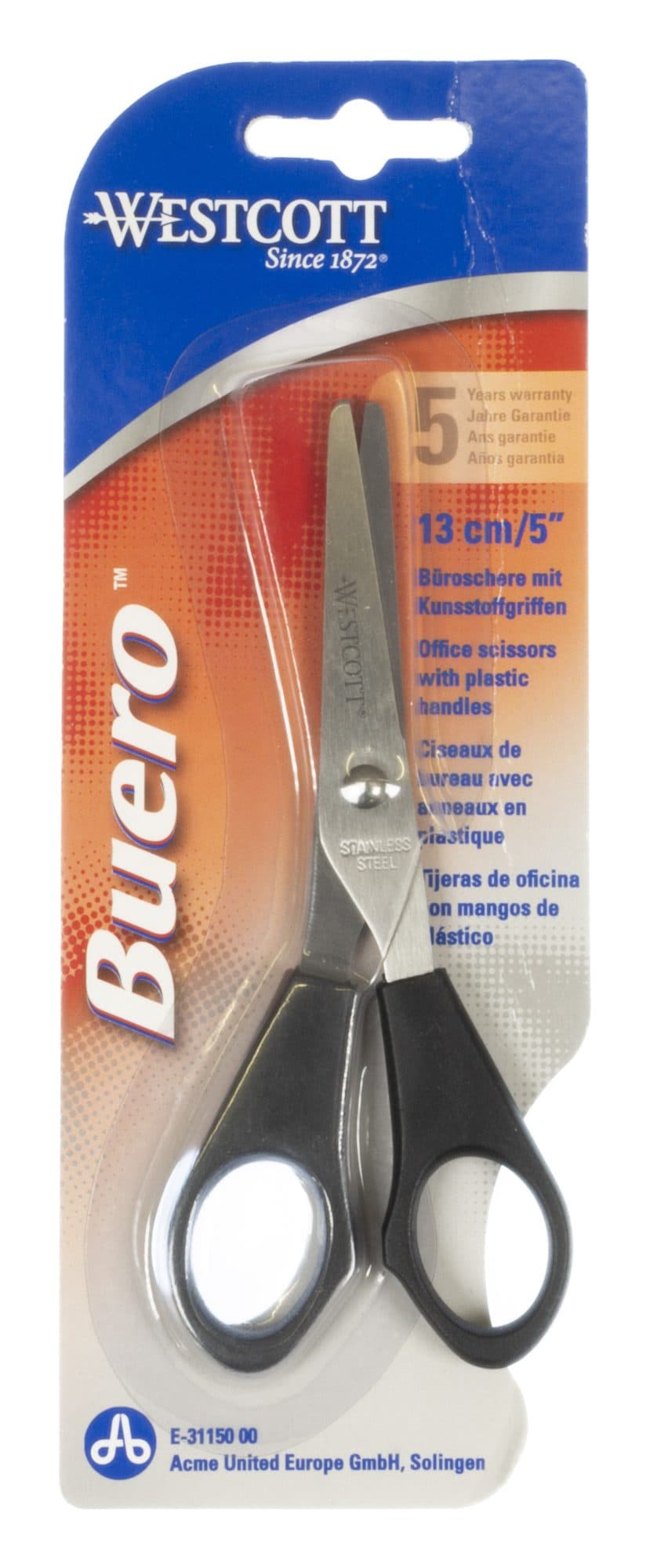 Kantoorschaar Westcott 130mm met kunststof grip rvs 2