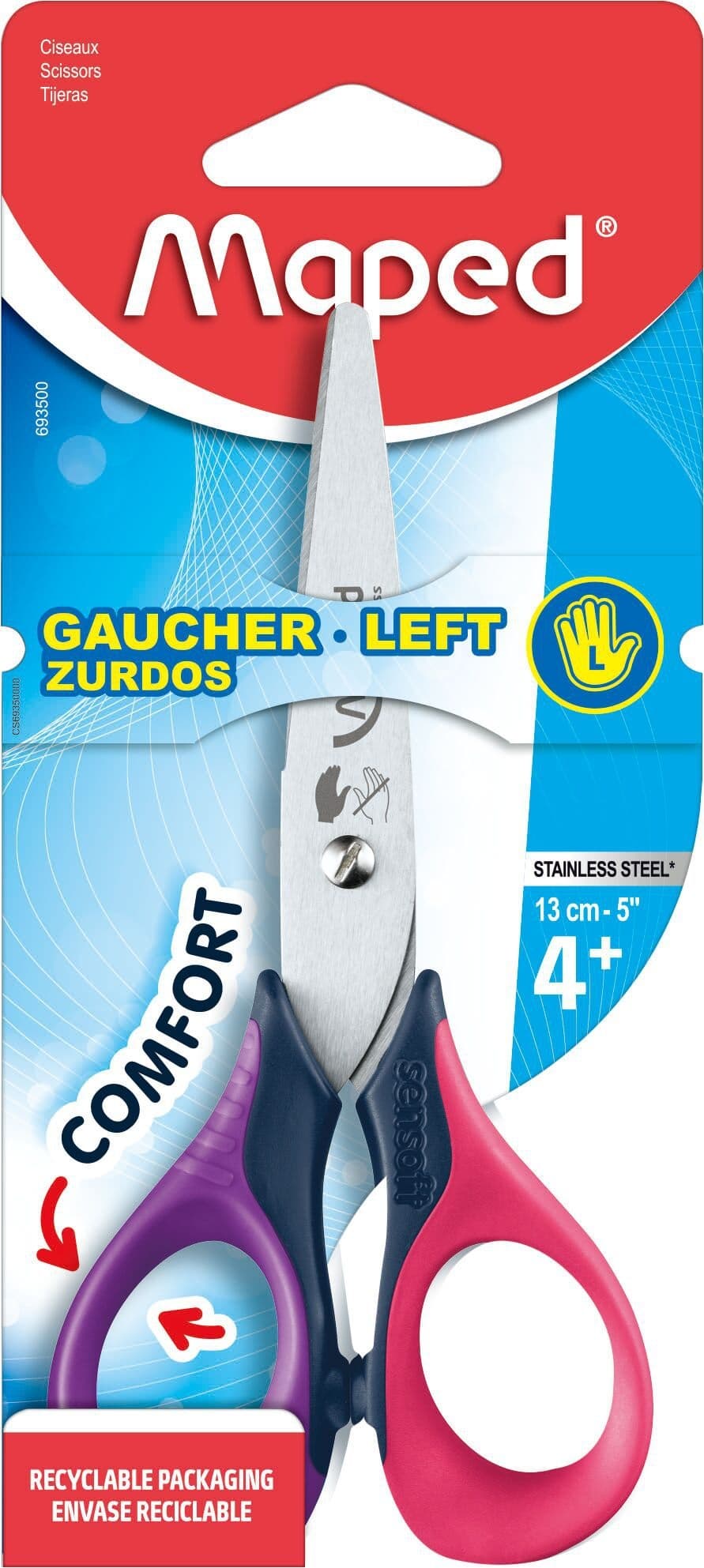 Kinderschaar Maped Sensoft 13cm links assorti 3