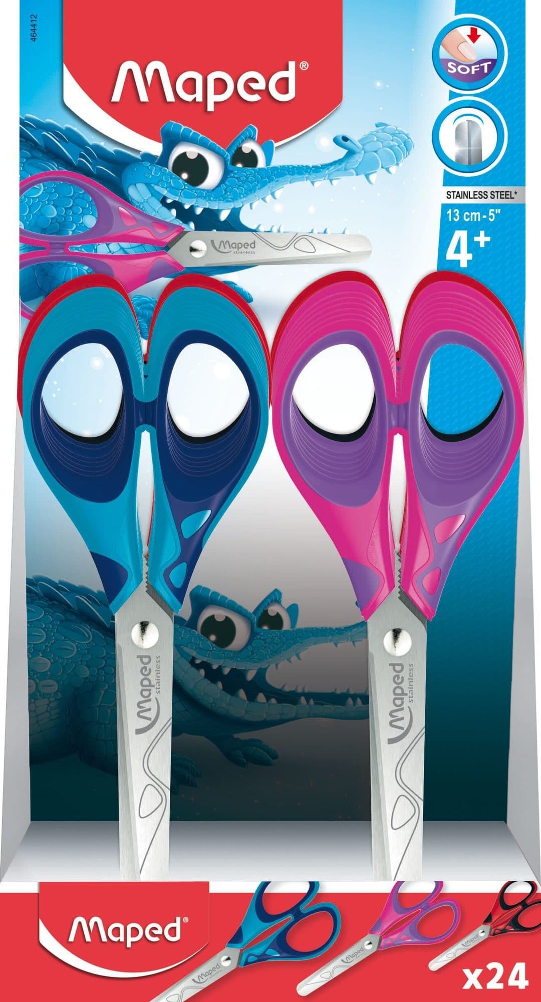 Schaar Maped Essentials Soft 13cm display á 24 stuks assorti 2