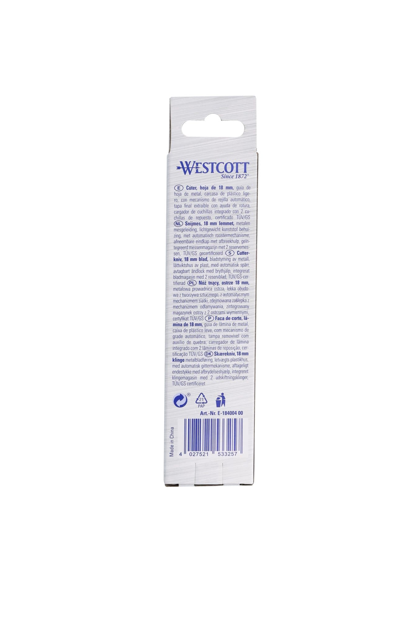 Snijmes Westcott premium 18mm met schuifsluiting rood 8