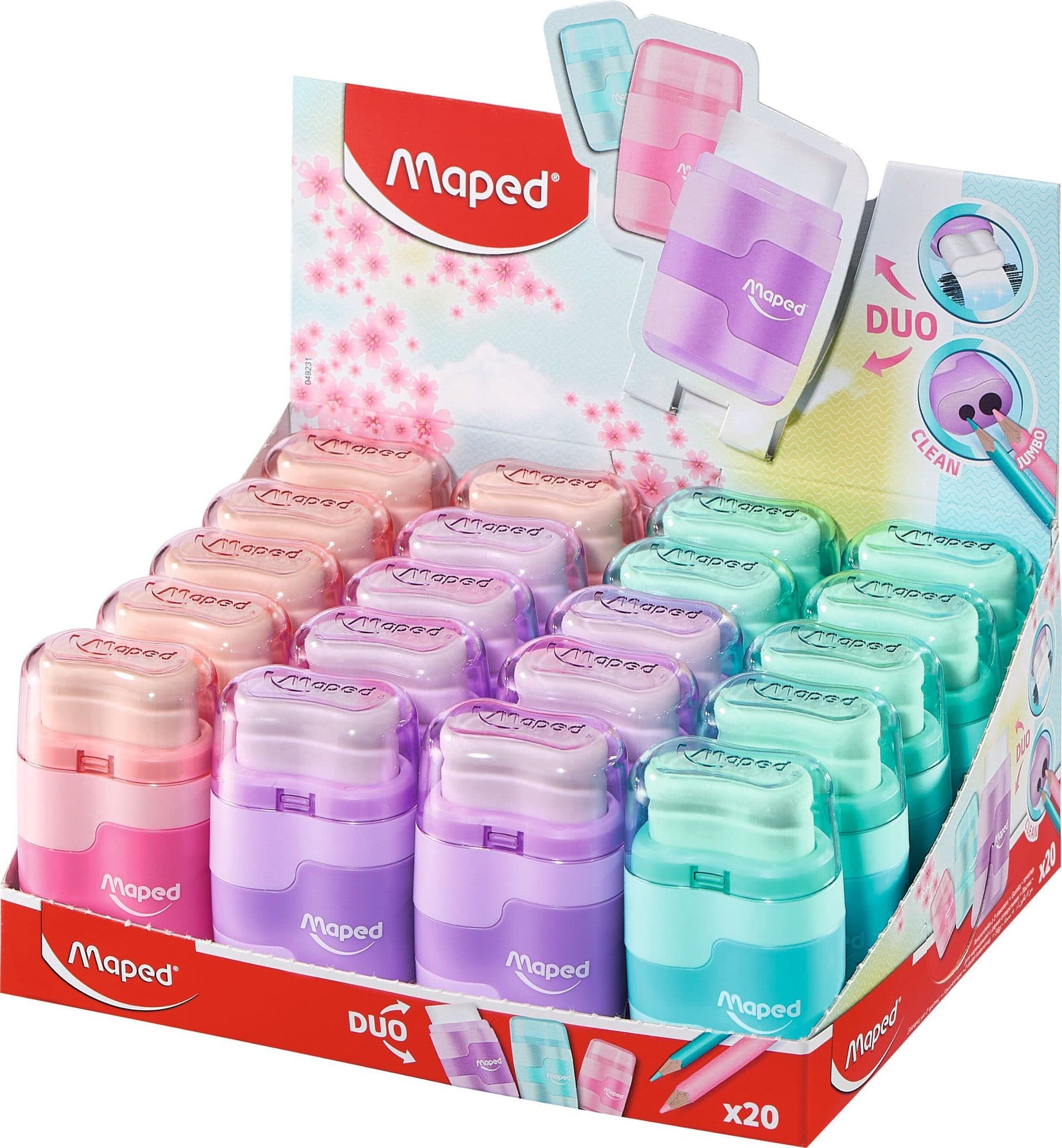 Puntenslijper Maped Connect 2-gaats met gum pastel assorti