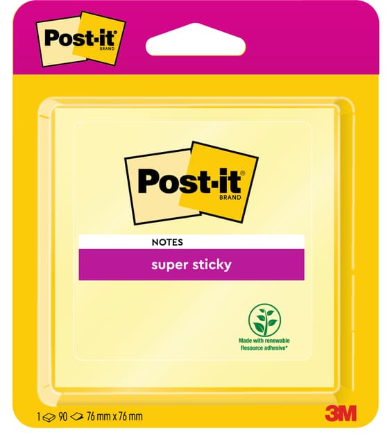 Memoblok Post-it 6920 Super Sticky 76x76mm geel 4
