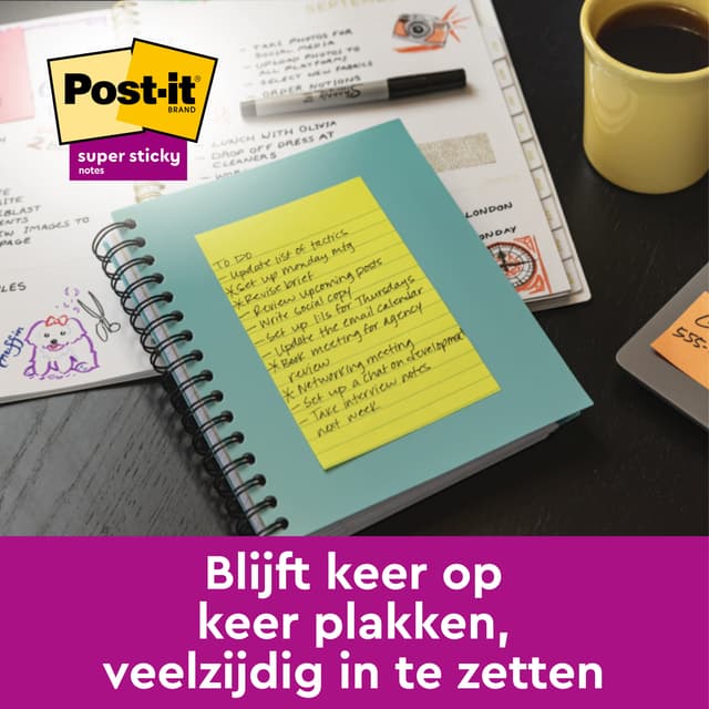 Memoblok Post-it 662 102x152mm ruit geel 3