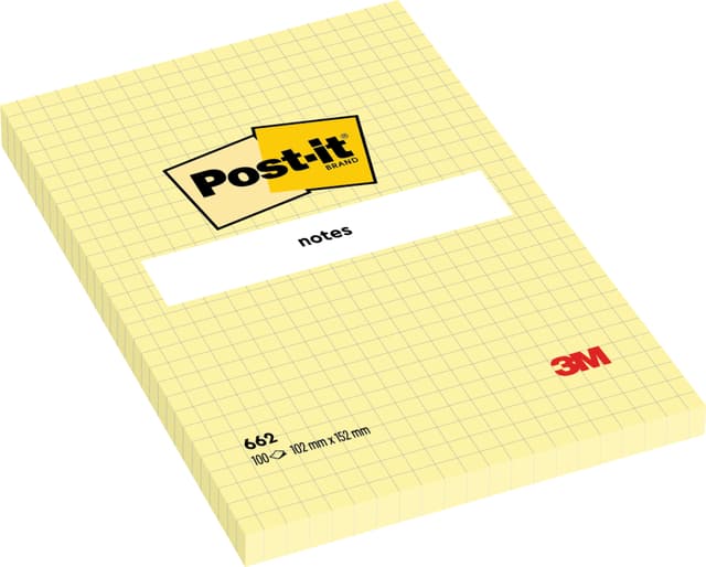 Memoblok Post-it 662 102x152mm ruit geel 4