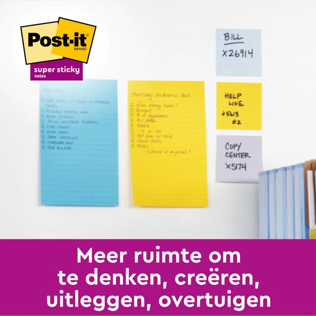 Memoblok Post-it 6445 Super Sticky 152x101mm assorti 4 stuks 3
