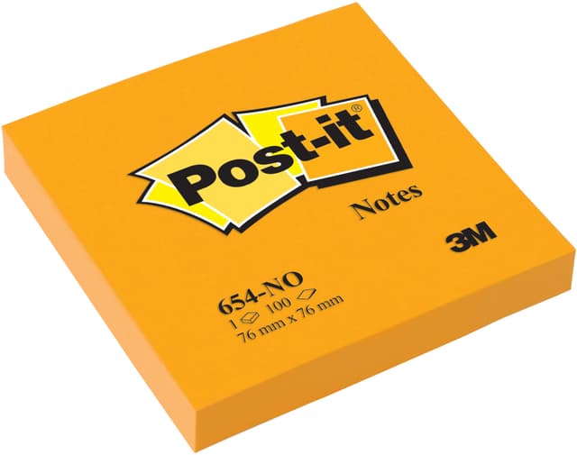 Memoblok Post-it 654 76x76mm oranje 100 vel 5