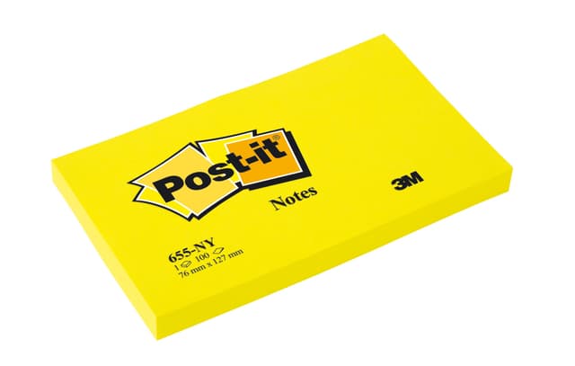 Memoblok Post-it 655 76x127mm 100 vel per blok neon geel 5