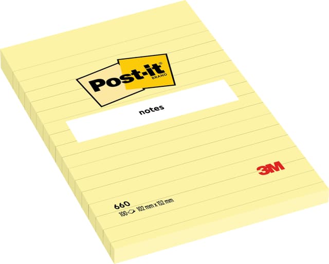 Memoblok Post-it 660 lijn 102x152mm canary yellow 4