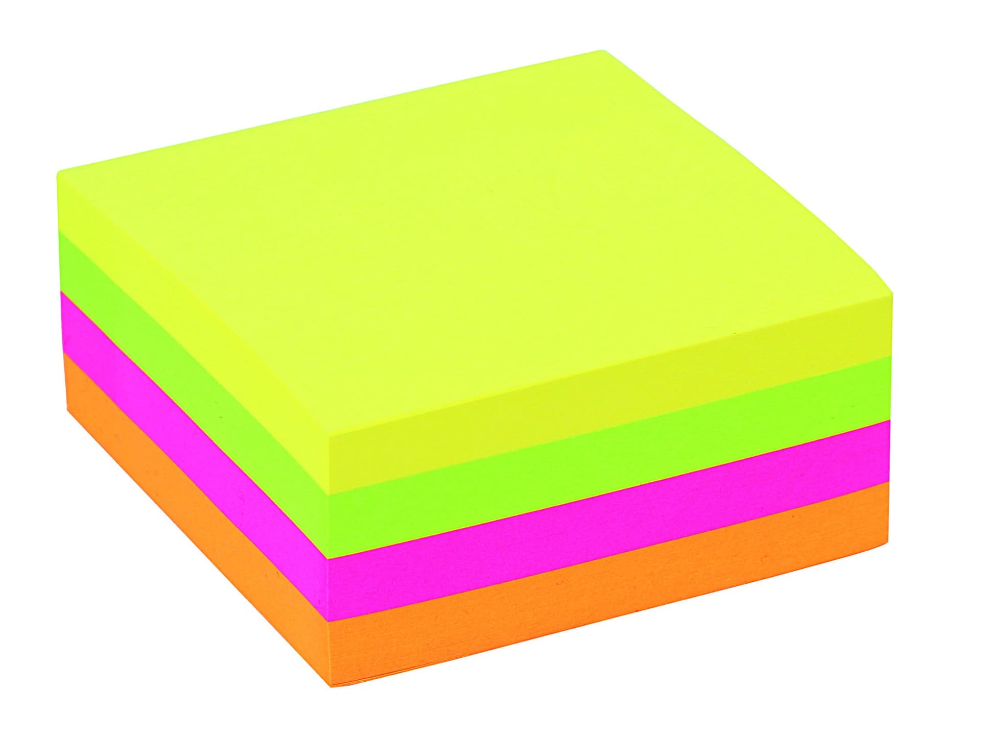 Memoblok Quantore 76x76mm neon kleuren assorti 4 kleuren 400 vel 2