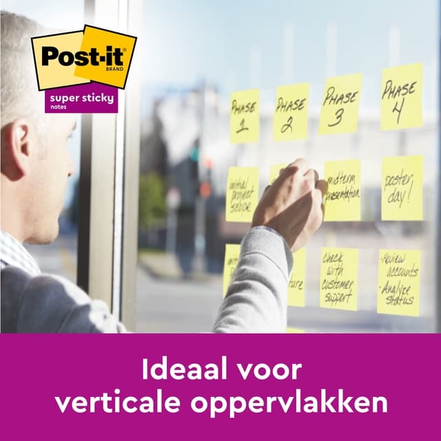 Memoblok Post-it 655 Super Sticky 76x127mm geel 14+2 gratis 3