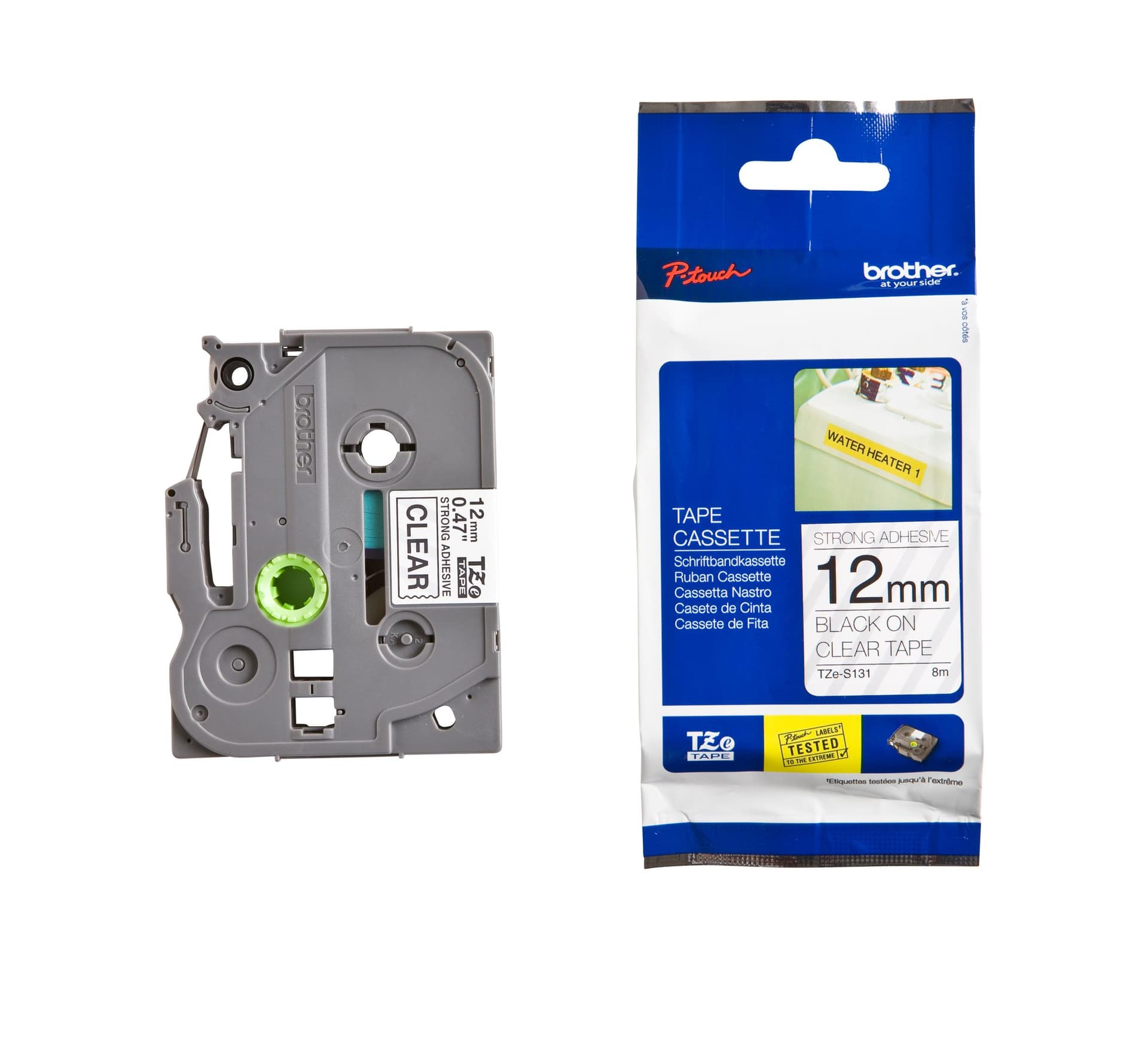 Labeltape Brother P-touch TZe-S231 extra sterk klevend 12mm zwart op wit 3
