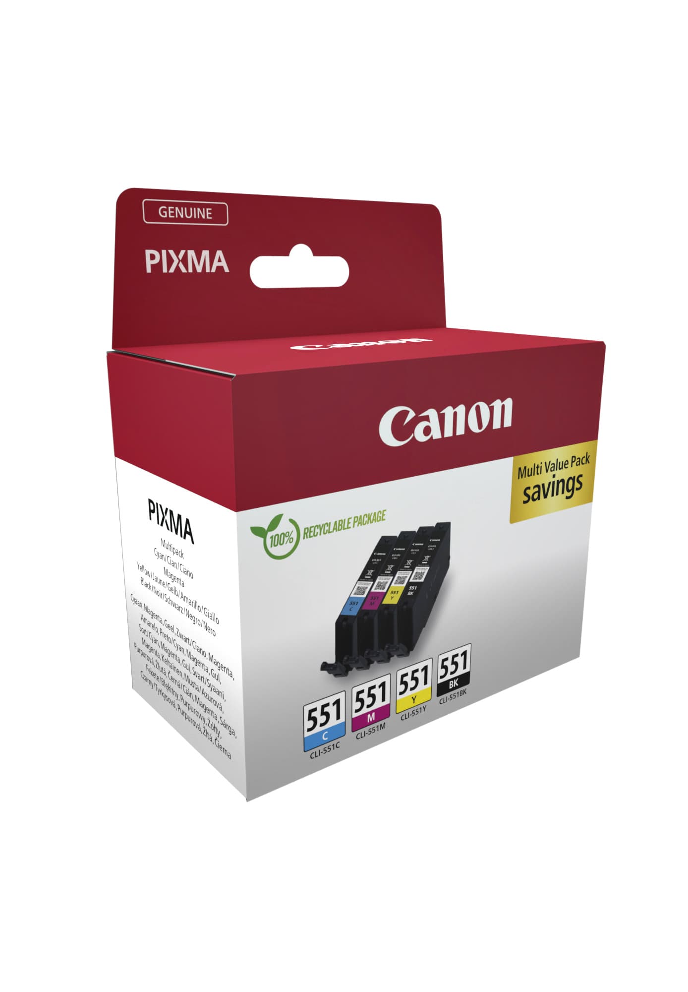 Inktcartridge Canon CLI-551 zwart + 3 kleuren 2