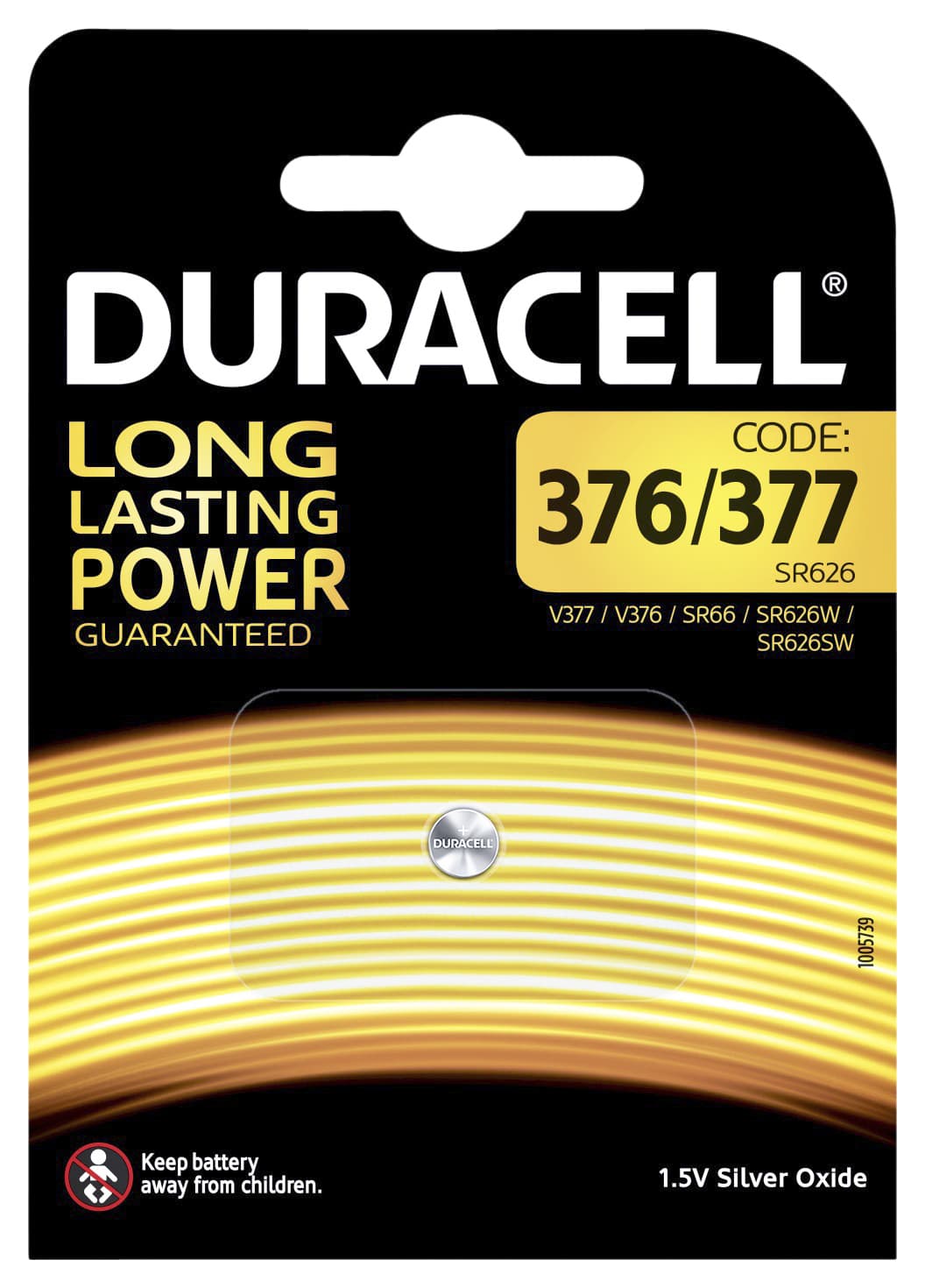 Batterij Duracell knoopcel 377 zilver oxide Ø6,8mm 1,5V-18mA