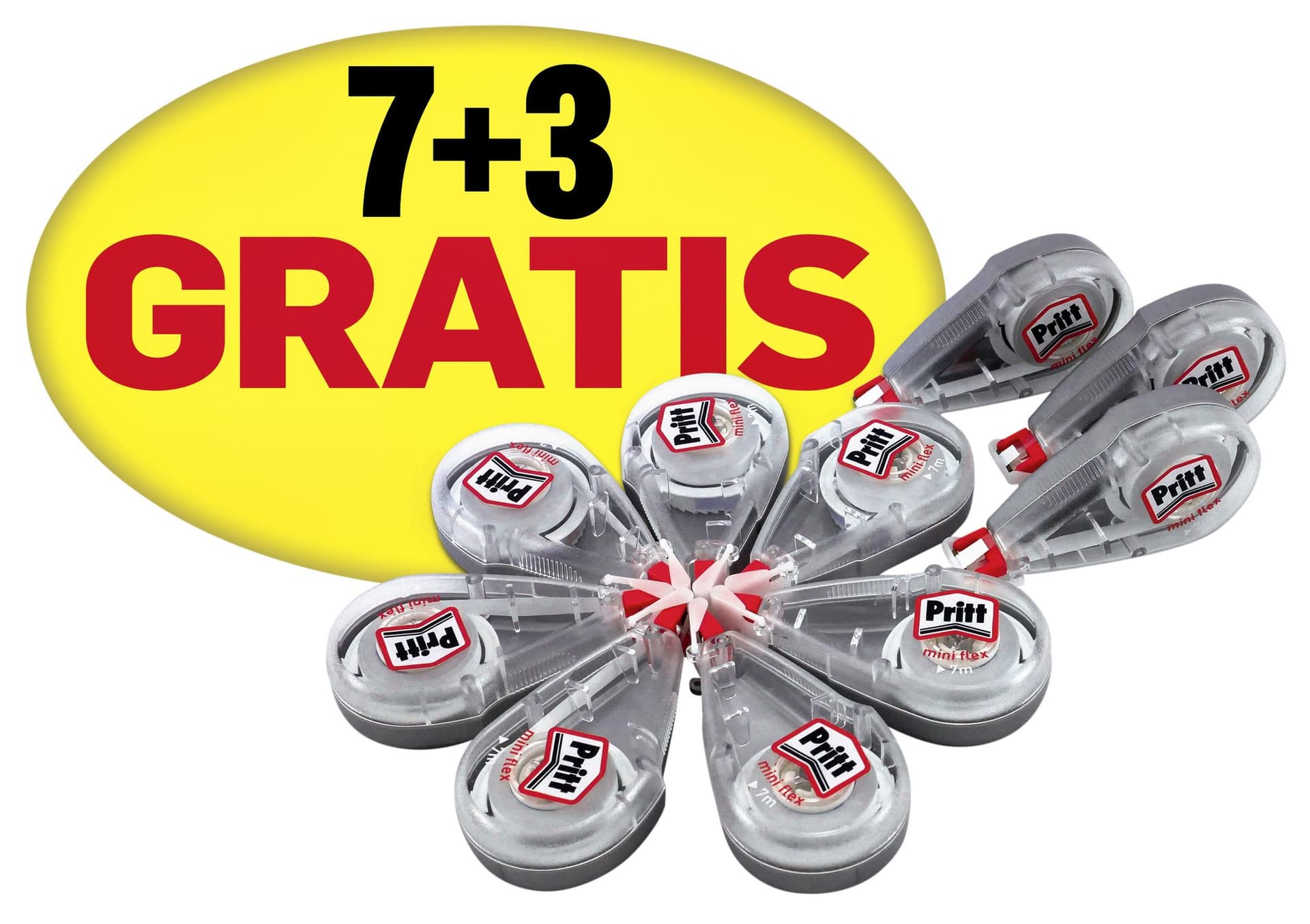 Correctietape Pritt Mini Flex 4.2mmx7m promo pack à 7+3 gratis 5