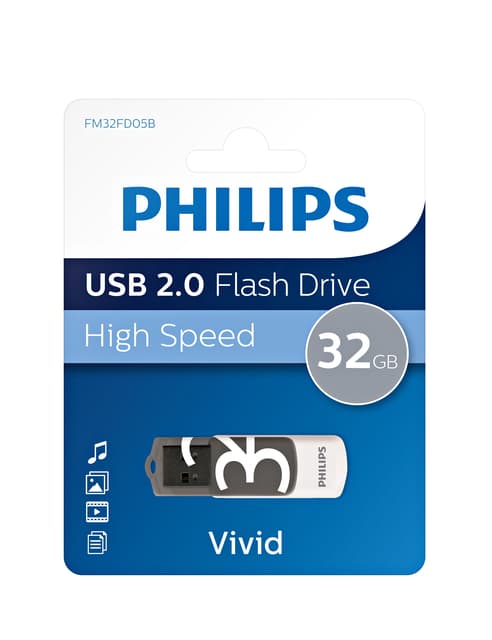 USB stick 2.0 Philips Vivid USB-A 32GB grijs 3