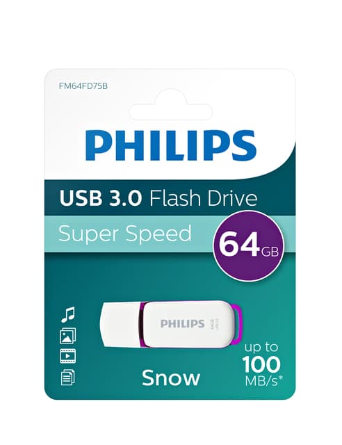 USB stick 3.0 Philips Snow USB-A 64GB paars 3