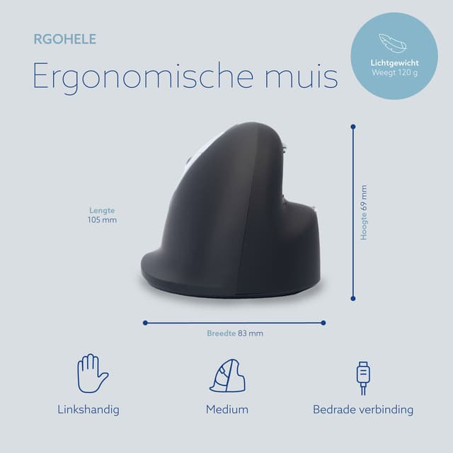 Ergonomisch muis R-Go HE Break Draad Links M 5