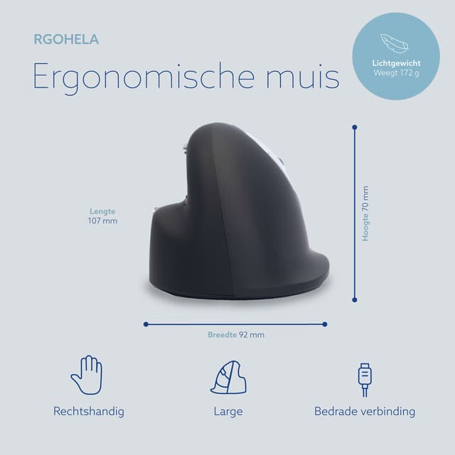 Ergonomisch muis R-Go HE Break Draad Rechts L 6