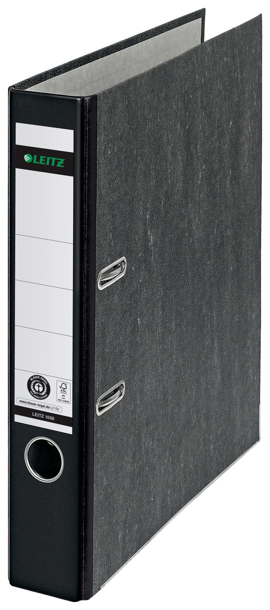 Ordner Leitz 1050 klassiek gewolkt 180° 50mm karton A4 zwart 4
