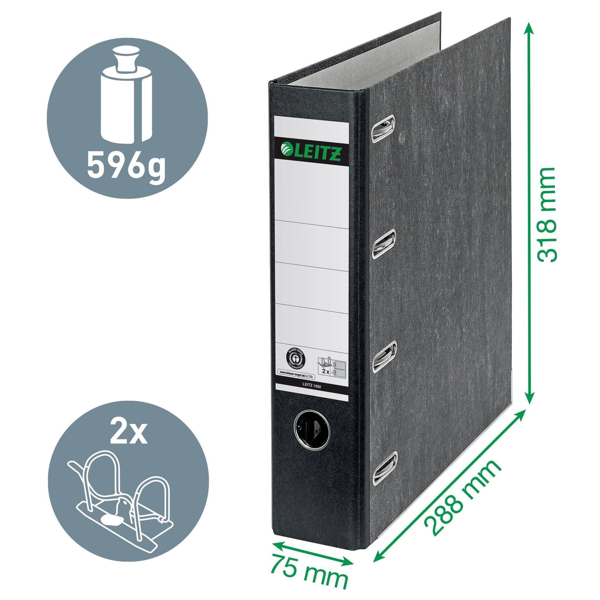 Ordner Leitz 1092 giro-bank met dubbele mechaniek 75mm karton A4 zwart 4