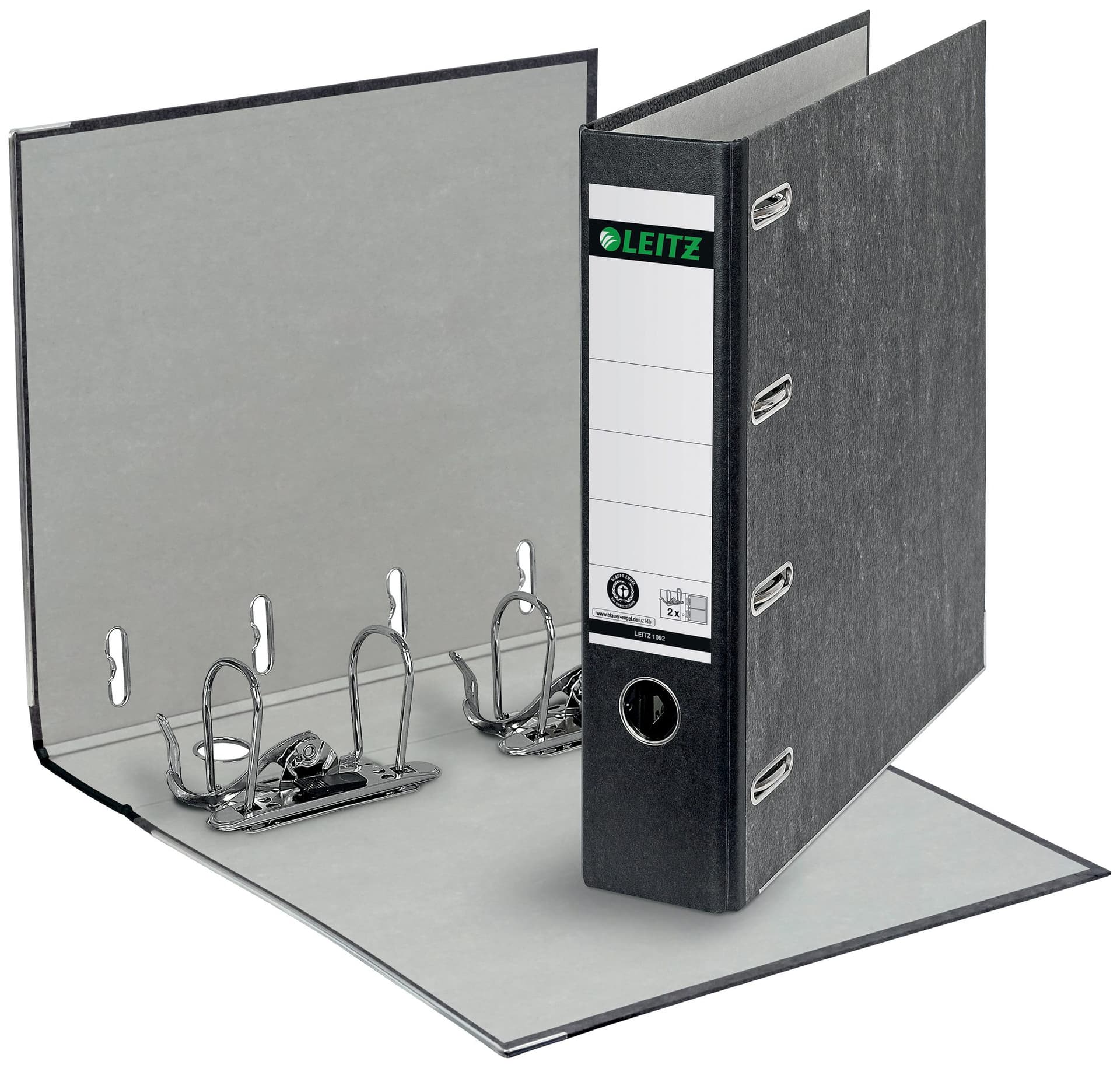 Ordner Leitz 1092 giro-bank met dubbele mechaniek 75mm karton A4 zwart