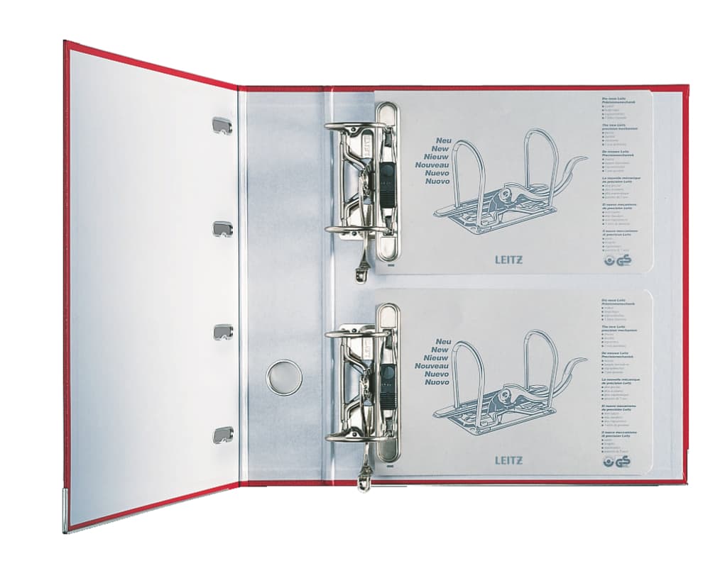 Giro-bank ordner Leitz A4 met dubbele mechaniek 80mm PP rood 4