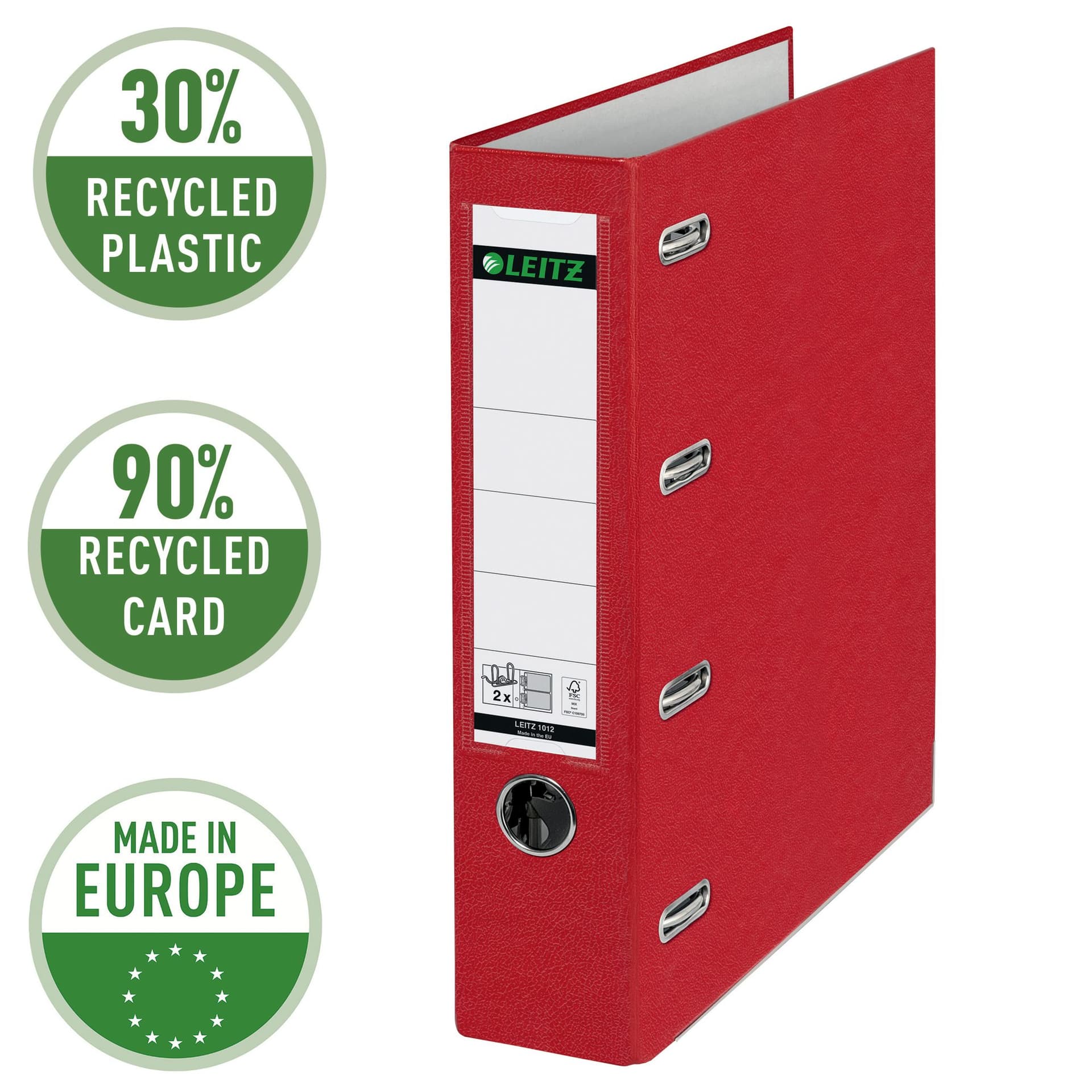 Giro-bank ordner Leitz A4 met dubbele mechaniek 80mm PP rood 6