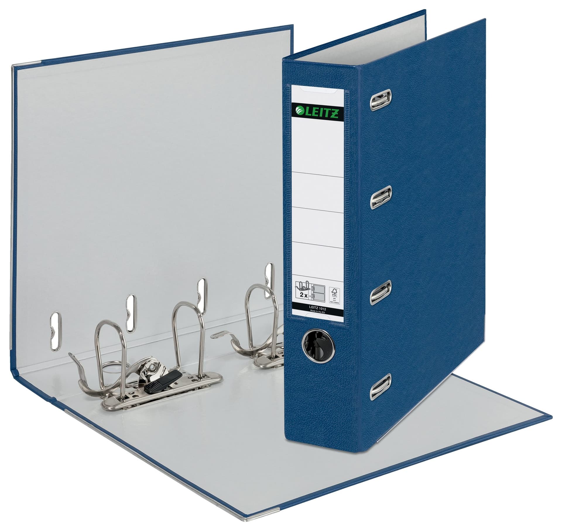 Giro-bank ordner Leitz A4 met dubbele mechaniek 80mm PP blauw 2