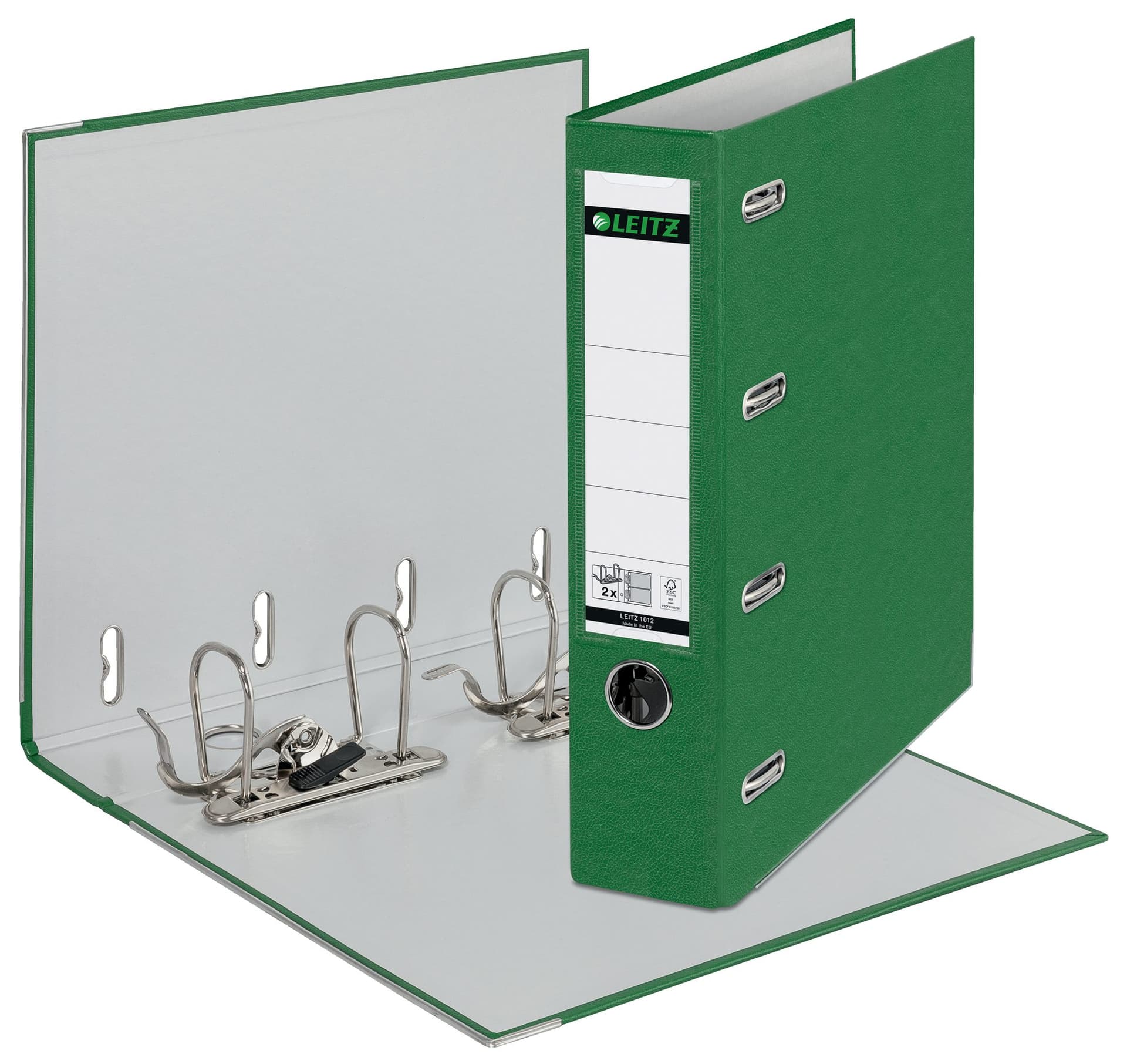 Giro-/bank ordner Leitz A4 met dubbele mechaniek 80mm PP groen 2