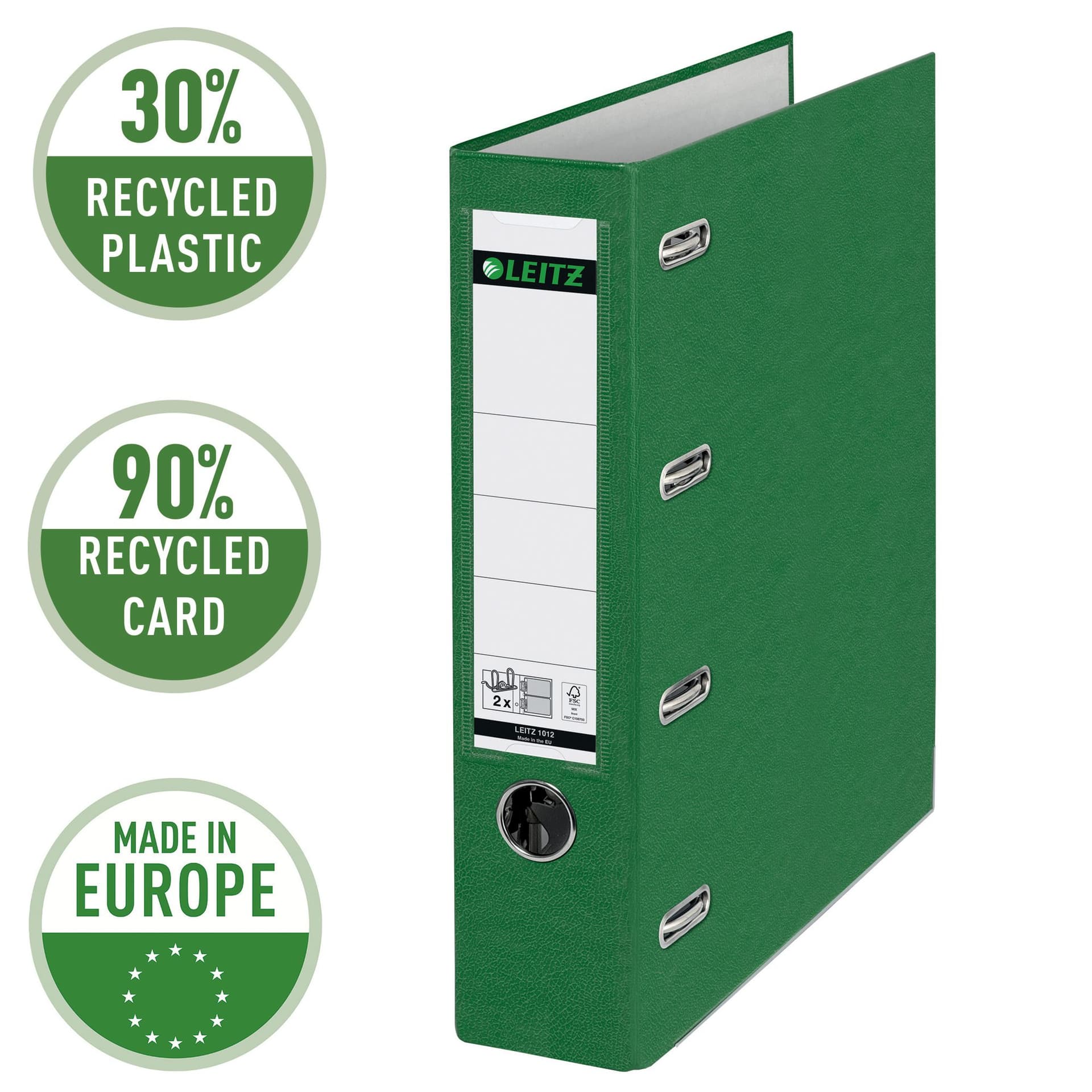 Giro-/bank ordner Leitz A4 met dubbele mechaniek 80mm PP groen 5