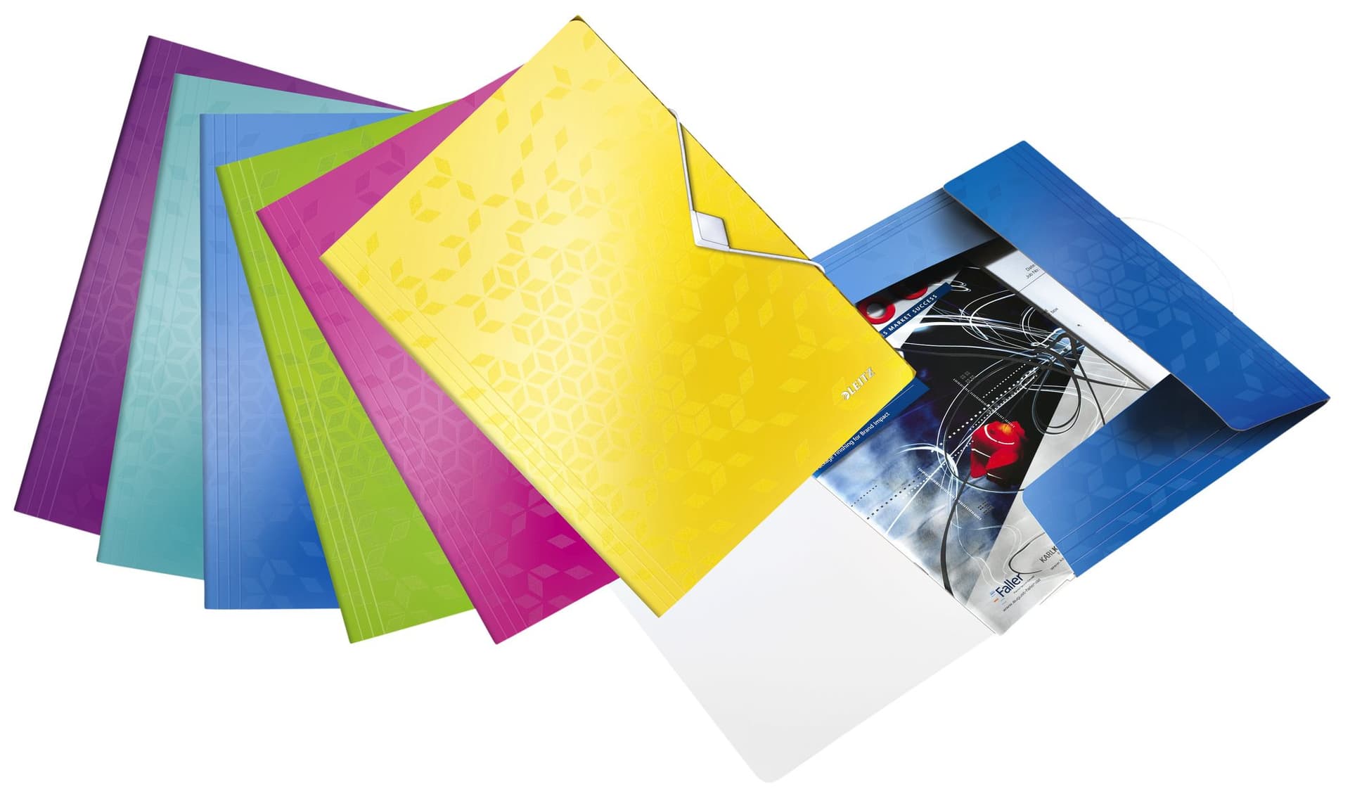 Elastomap Leitz WOW A4 3 kleppen PP roze 3