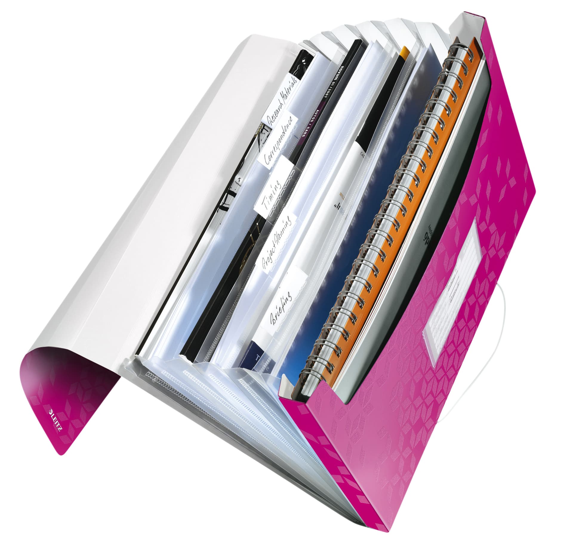 Projectmap Leitz WOW voor A4 6 vaks PP roze 2