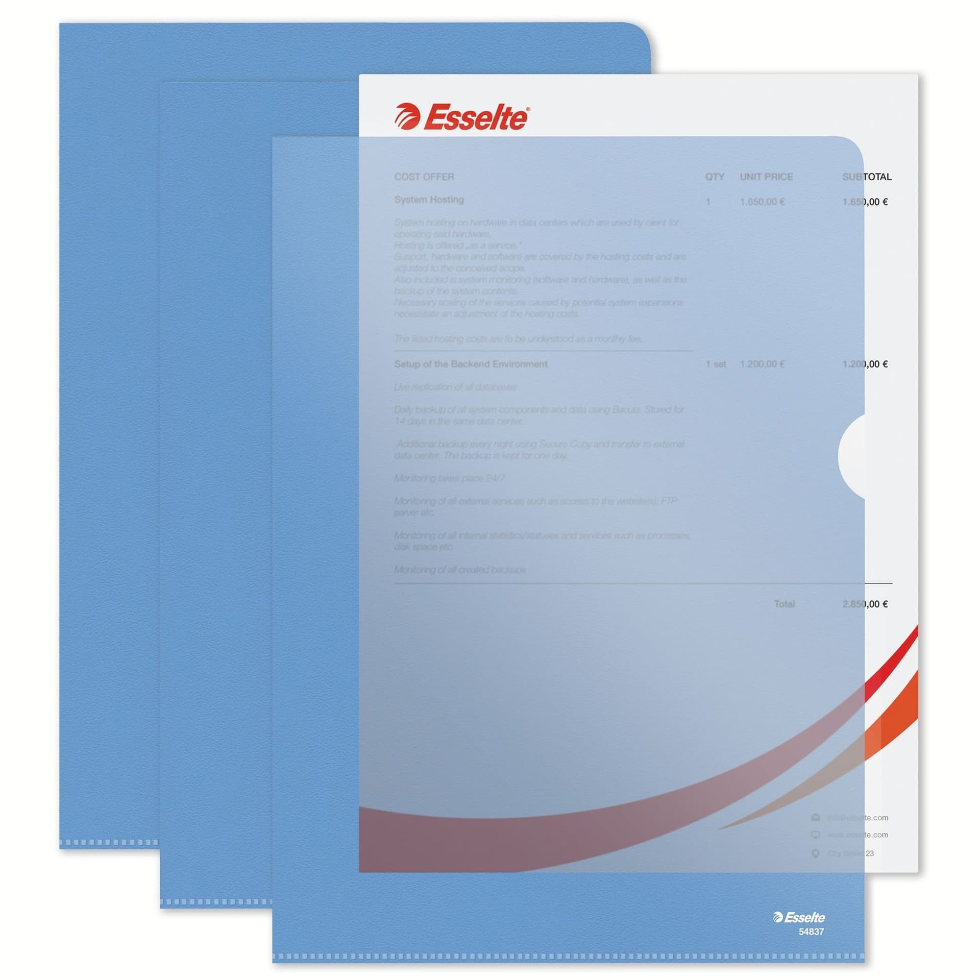 Insteekmap L-model Esselte standaard A4 0.11mm PP blauw 100 stuks 2