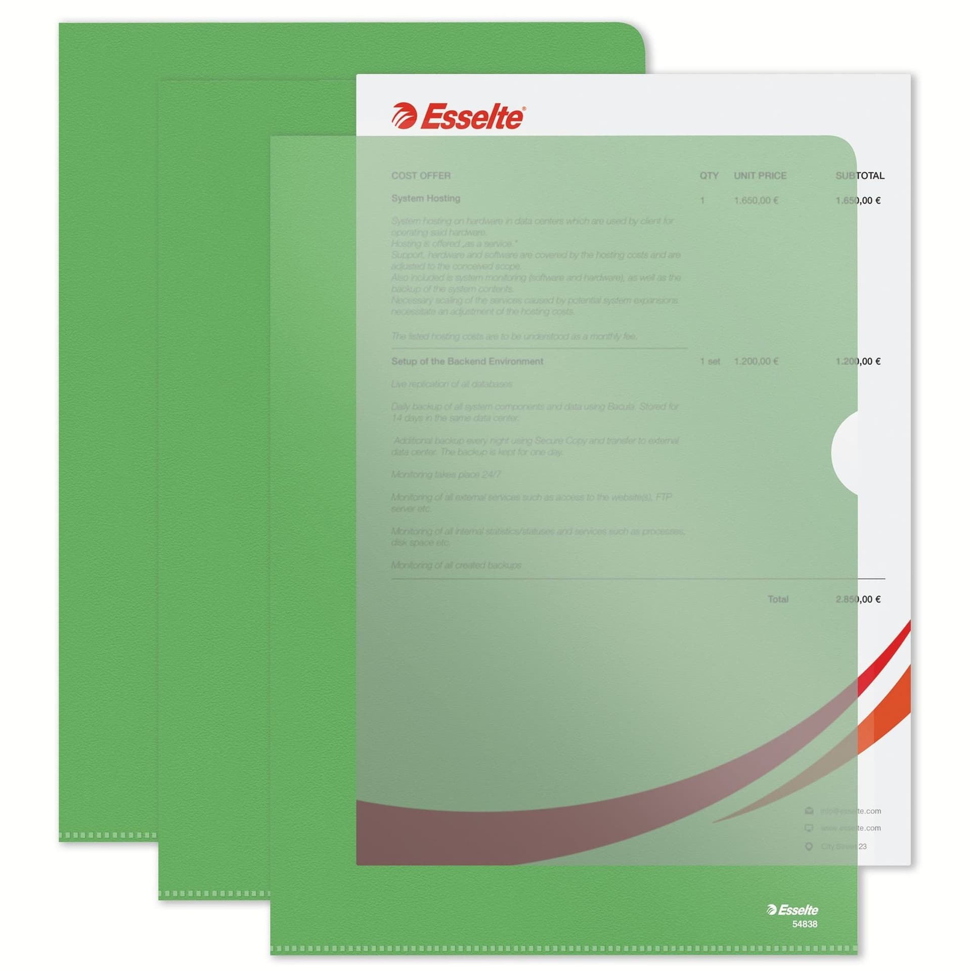 Insteekmap L-model Esselte standaard A4 0.11mm PP groen 100 stuks 4