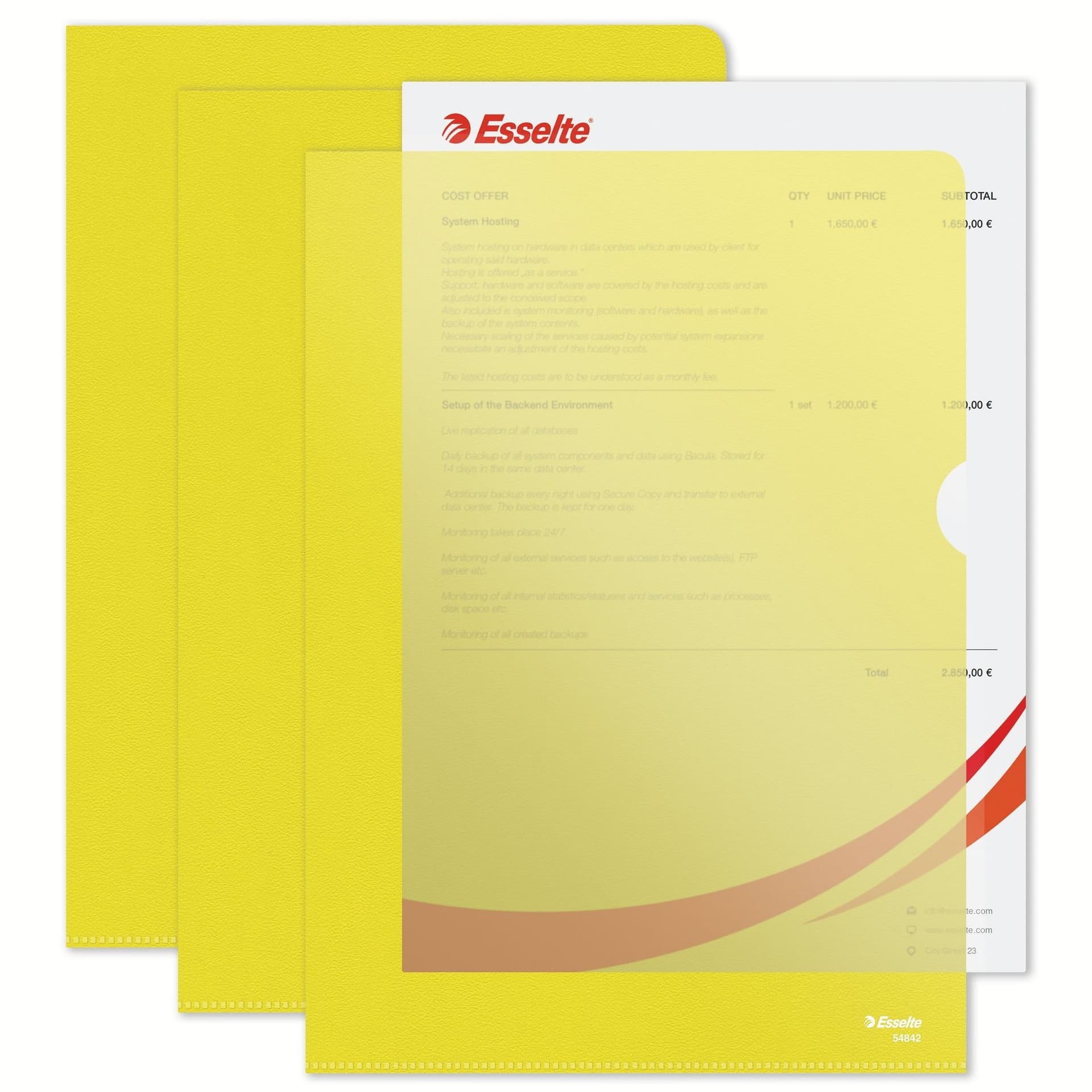 Insteekmap L-model Esselte standaard A4 0.11mm PP geel 100 stuks 4