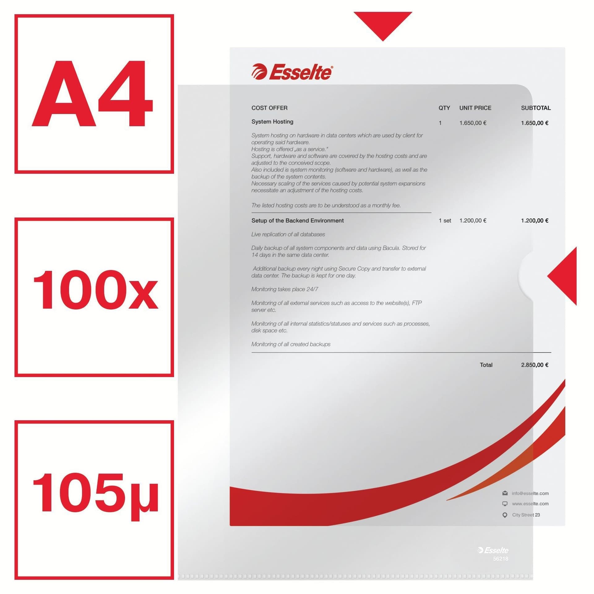 Insteekmap L-model Esselte standaard copy safe 0.11mm PP A4 glashelder 100 stuks 3