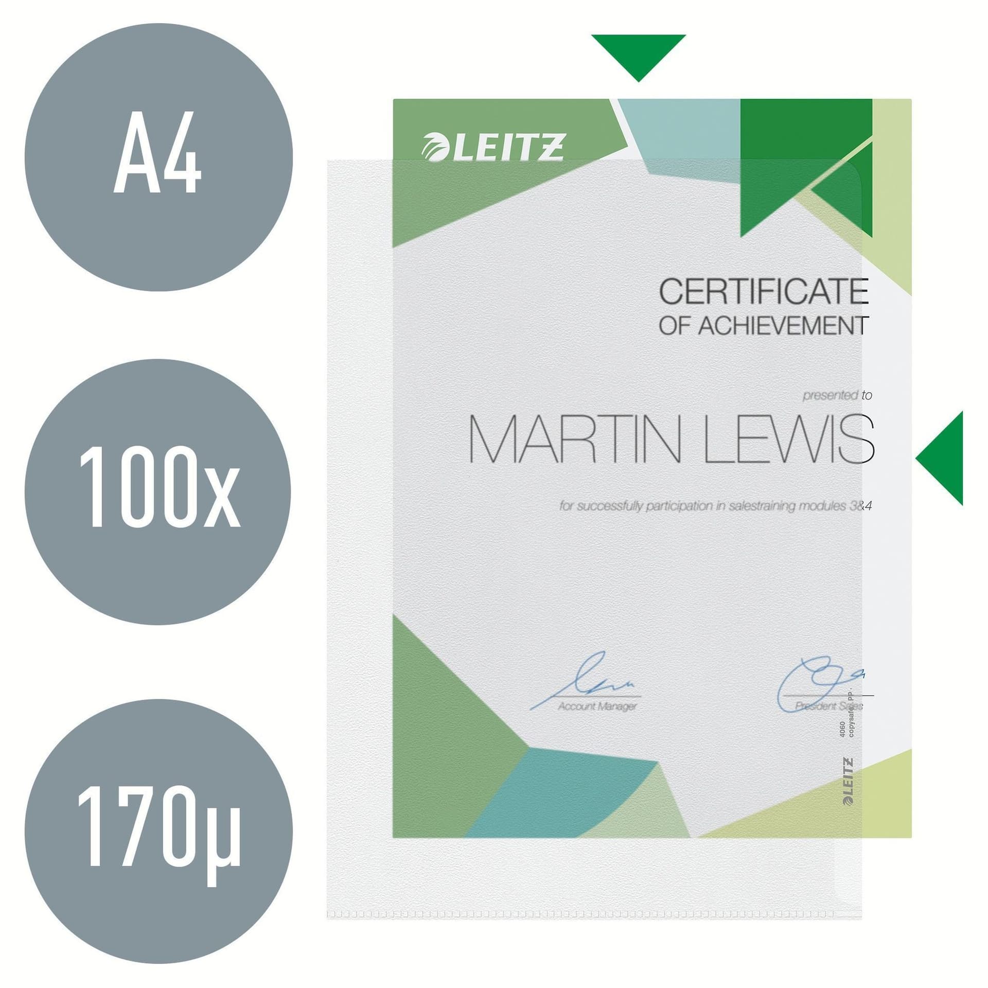 Insteekmap L-model Leitz Premium copy safe 0.17mm PP A4 transparant 100 stuks 4