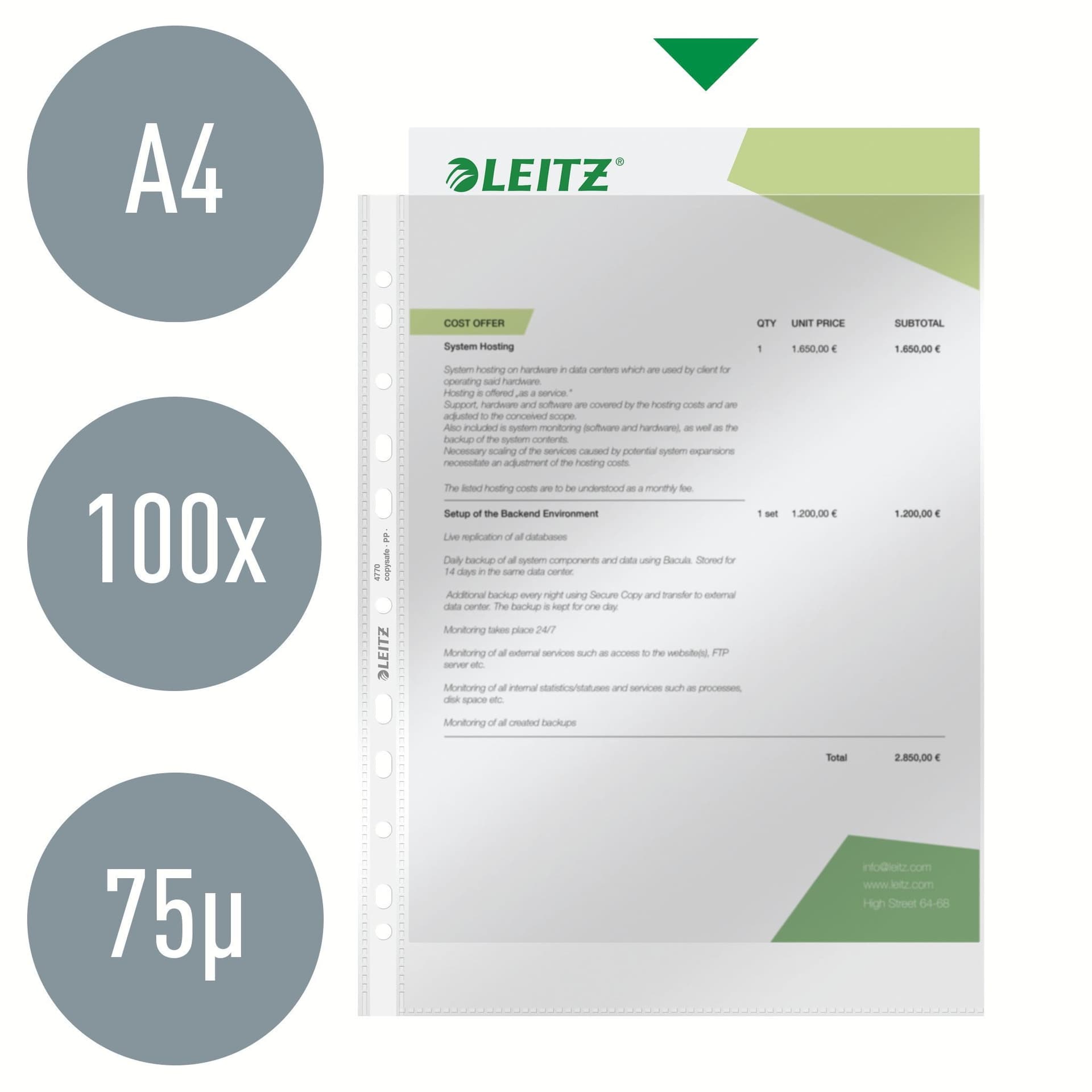 Showtas Leitz Premium standaard copy safe 0.08mm PP A4 transparant 100 stuks 3