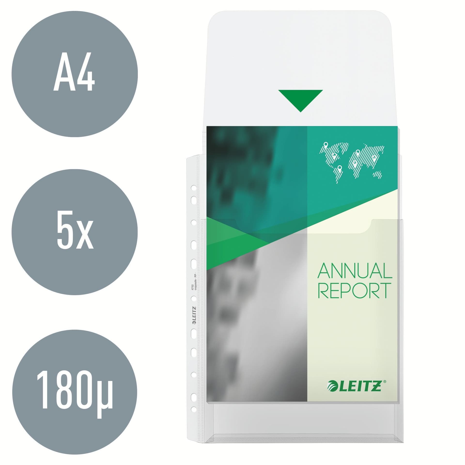 Harmonica showtas Leitz Premium met bovenklep copy safe PP A4  glashelder 5 stuks 2