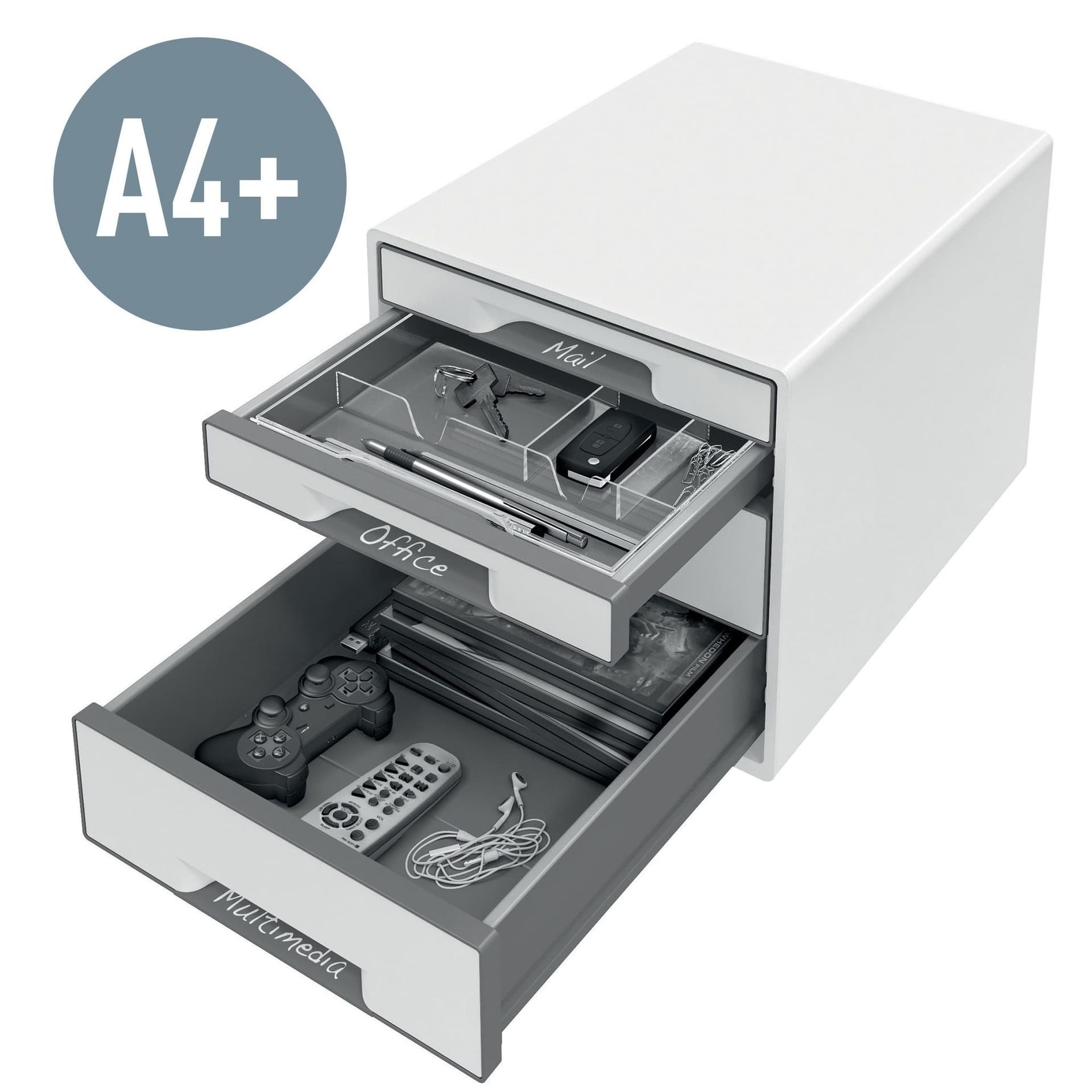 Ladenblok Leitz WOW CUBE A4 maxi 4 laden wit/grijs 2