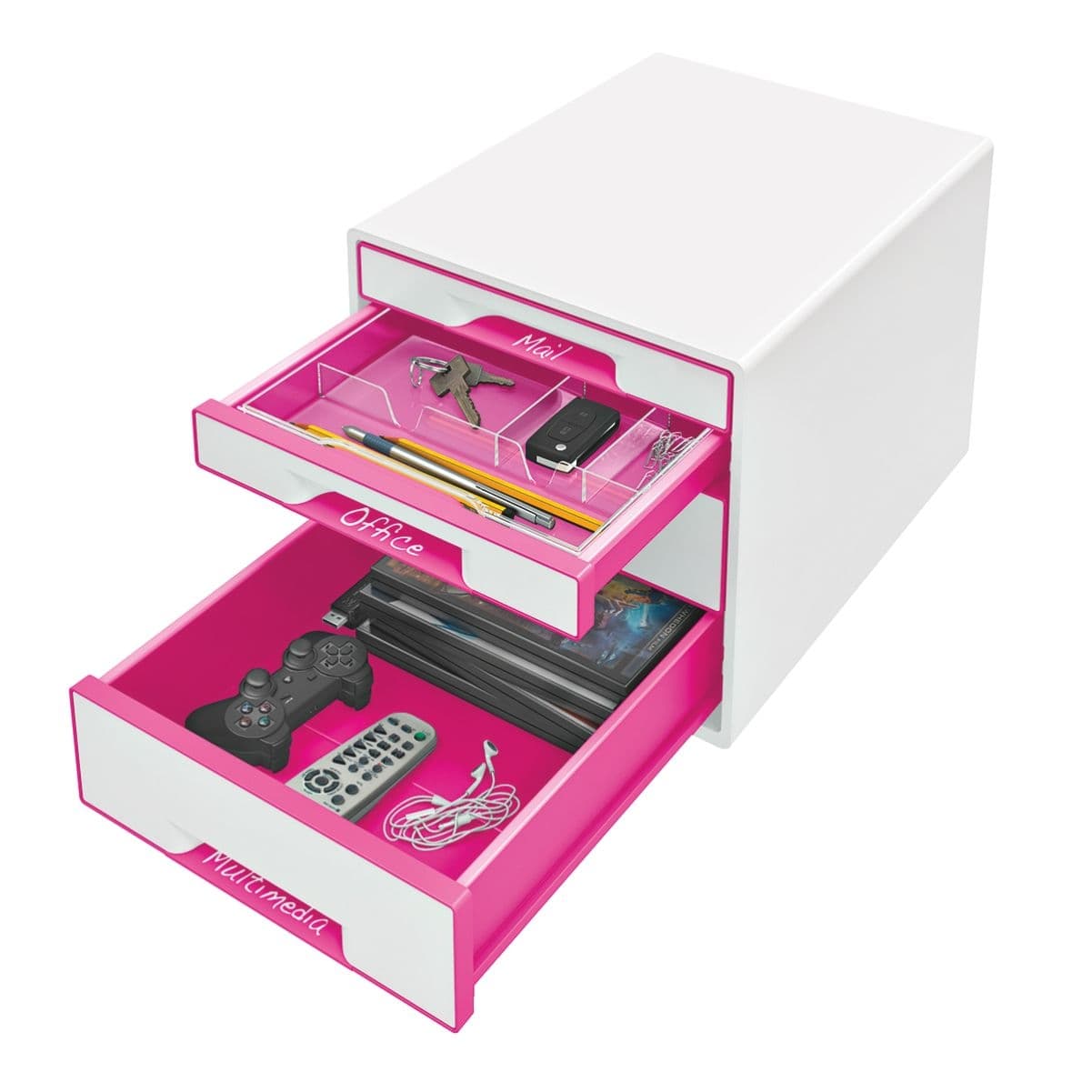 Ladenblok Leitz WOW 4 laden wit/roze 3