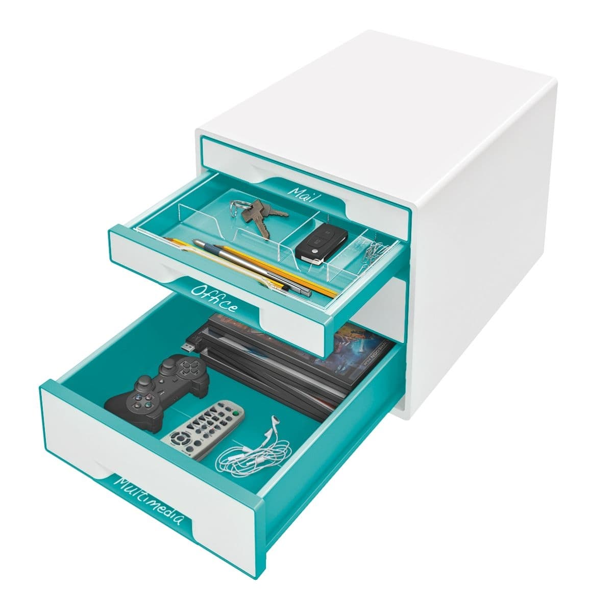 Ladenblok Leitz WOW 4 laden wit/ijsblauw 2