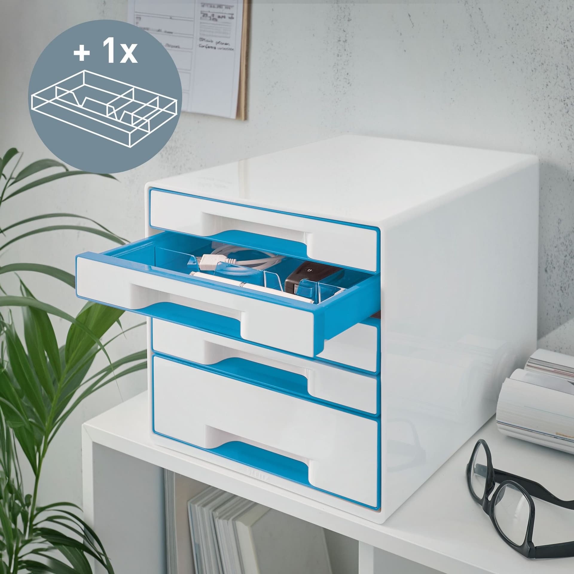Ladenblok Leitz WOW 5 laden wit/blauw 2