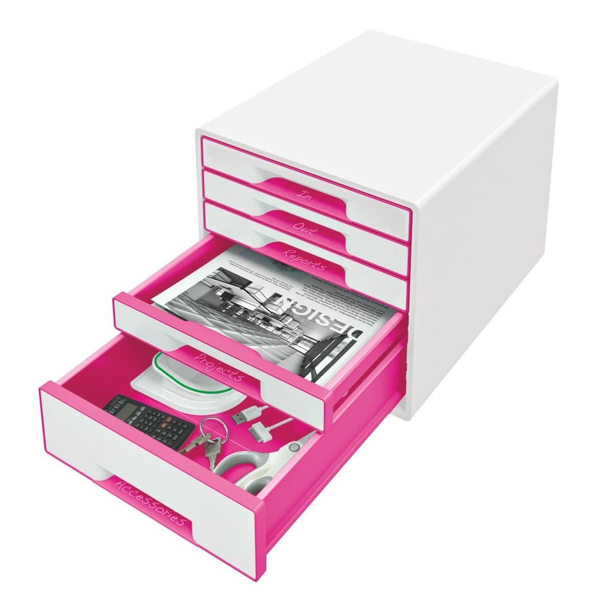 Ladenblok Leitz WOW 5 laden wit/roze 2