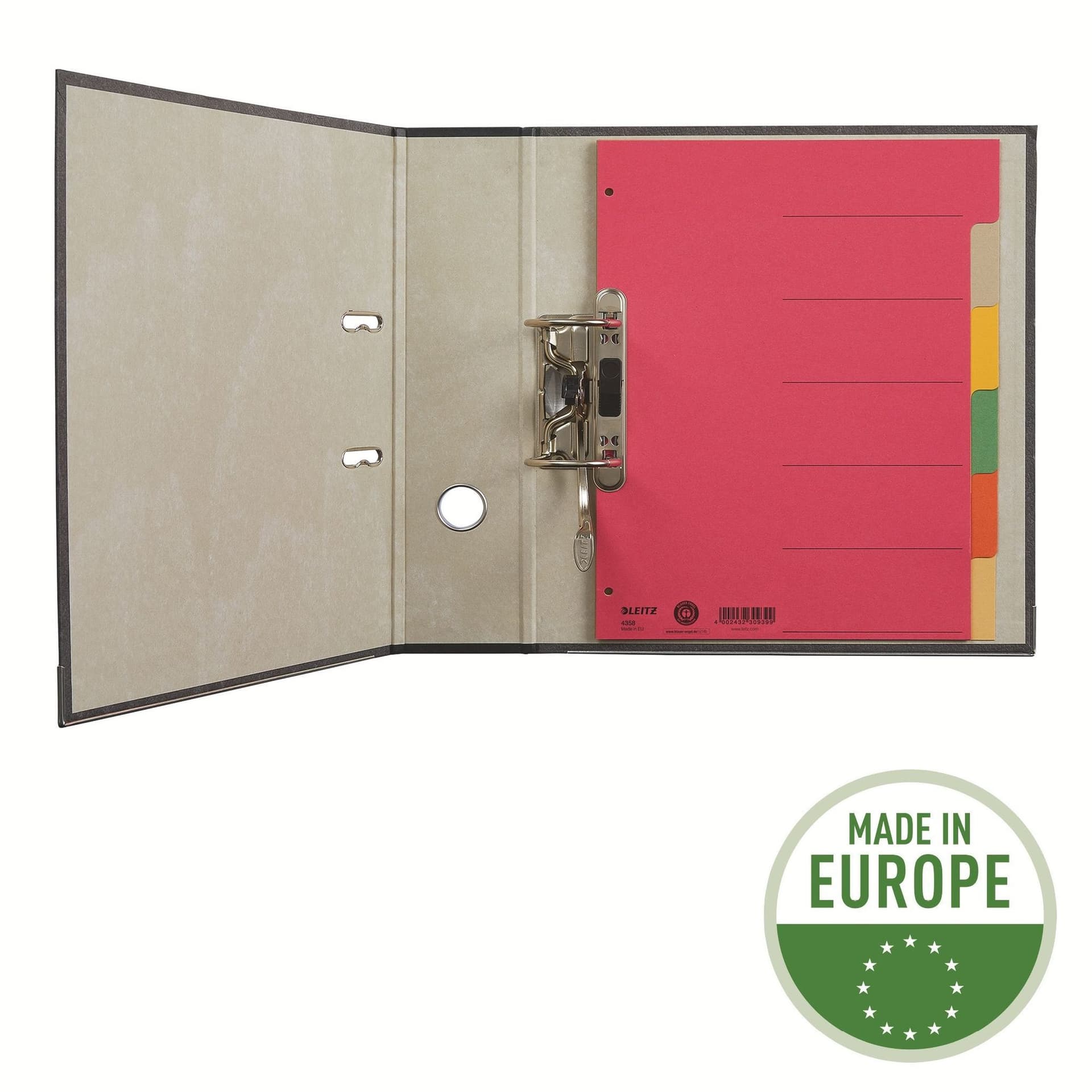 Tabbladen Leitz 4-gaats 4350 6-delig grijs karton 5